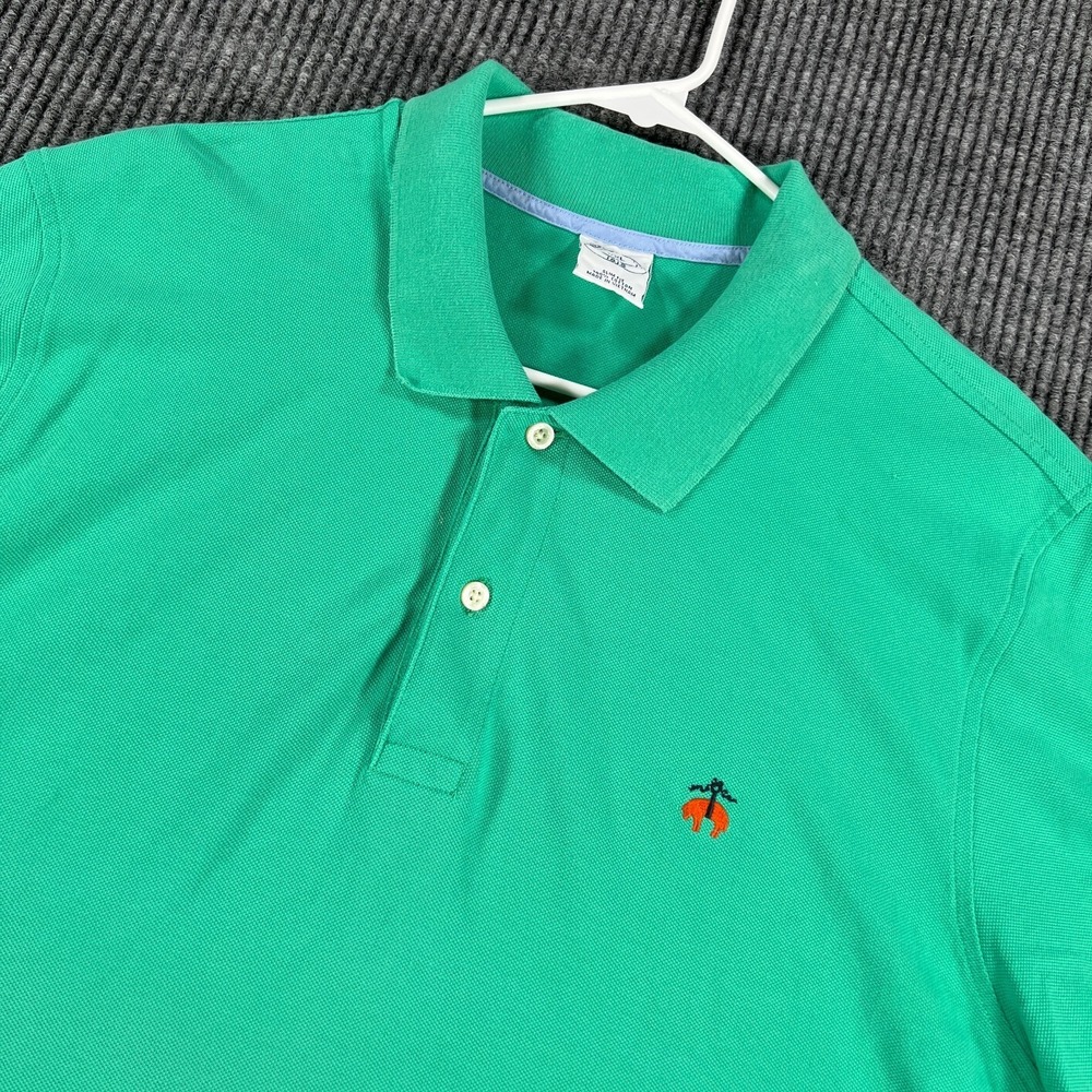 Brooks Brothers‎ Polo Shirt Mens 2XL XXL Green Short Sleeve Slim Fit Casual Golf